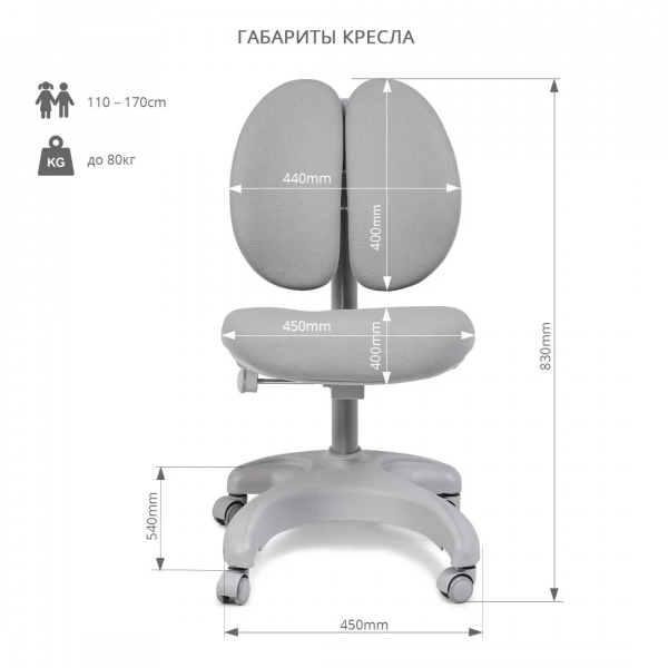 Комплект парта Cubby Toru Grey с креслом FunDesk Solerte Grey
