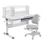 Cubby растущая парта Rimu Grey и учебное кресло Solidago Grey